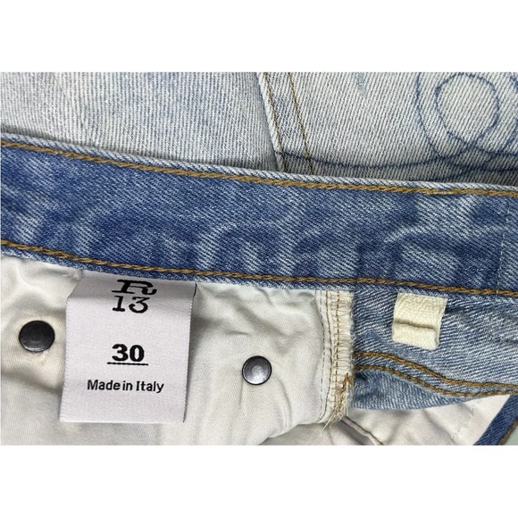 R13 Light Blue Distressed Jean Shorts - Picture 4 of 7
